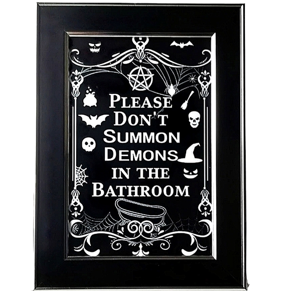 Please don't summon demons in the bathroom funny washroom restroom powder room - Picture 3 of 3